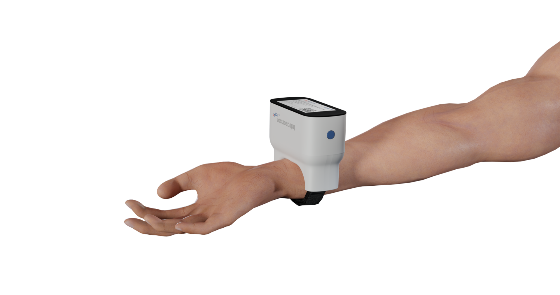 Infrasensor sensor worn on a patient's wrist during a reading